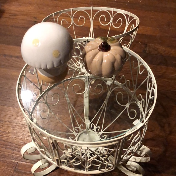 20" VTG METAL EGG SHAPED DISPLAY STAND CAGE WITH GLASS SHELF TABLETOP - Picture 4 of 8